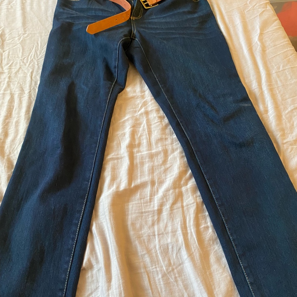 INC International Concepts Navy Jeans with Tan Stitching